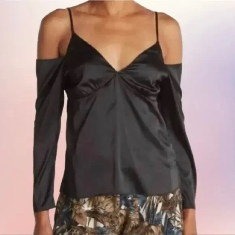 wayf cold shoulder tie strap cami in black